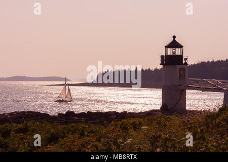 Marshall Point Lighthouse in Port Clyde, Maine. Foto Stock