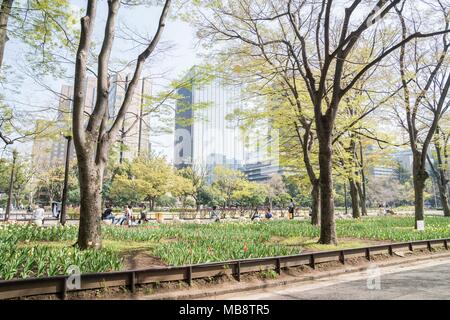 La molla in scena al Parco Hibiya, Chiyoda-Ku, Tokyo, Giappone Foto Stock