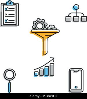 Set creativo per le aziende startup su bianco Illustrazione Vettoriale