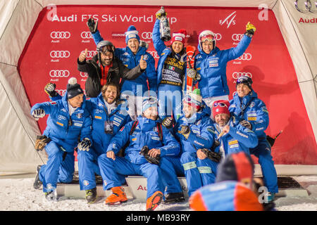 Il 20 dicembre 2017, Courchevel, Savoie, Francia, slalom parallelo di Courchevel Ladies Coppa del Mondo di Sci 2017 Foto Stock