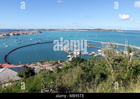 Vista del Porto di Marigot da Fort Louis Foto Stock