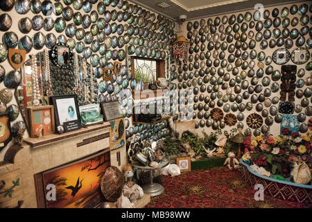 Fred e mirto Flutey's Paua Shell House, il Museo di Canterbury, Christchurch, Nuova Zelanda Foto Stock