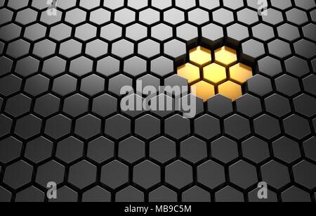 Abstract Background esagonale , questo è un rendering 3d generate computer immagine. Isolato su bianco. Foto Stock