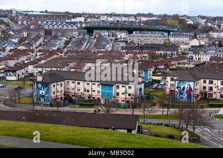 La zona di Bogside Londonderry, Derry, città di Derry, Irlanda del Nord, Regno Unito Foto Stock