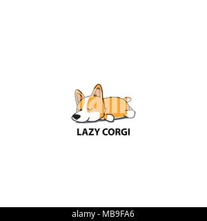 Lazy corgi, grazioso cucciolo icona del sonno, logo design, illustrazione vettoriale. Illustrazione Vettoriale