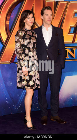 Londra, Regno Unito. 8 Aprile, 2018. Benedetto Cumberbatch & Sophie Hunter frequentando il Regno Unito Fan event vendicatori infinito a studi televisivi White City di Londra domenica 8 aprile 2018 Credit: Peter Phillips/Alamy Live News Foto Stock