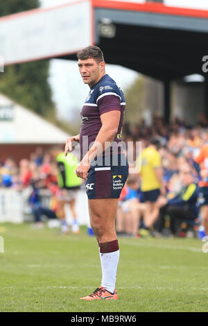 Wakefield, Regno Unito. Dal 8 aprile 2018, Beaumont Legal Stadium, Wakefield, Inghilterra; Betfred Super League Rugby, Wakefield Trinity v Leeds rinoceronti; Ryan Hall di Leeds rinoceronti Credito: News Immagini/Alamy Live News Foto Stock