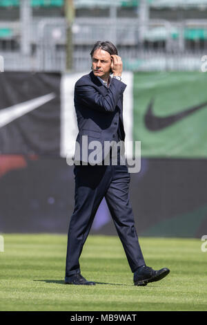 Filippo Inzaghi Allenatore di Venezia durante l'italiano 'Serie B' match tra Venezia 1-2 Brescia a Pier Luigi Penzo Stadium su 8 aprile 2018 a Venezia, Italia. Credito: Maurizio Borsari/AFLO/Alamy Live News Foto Stock