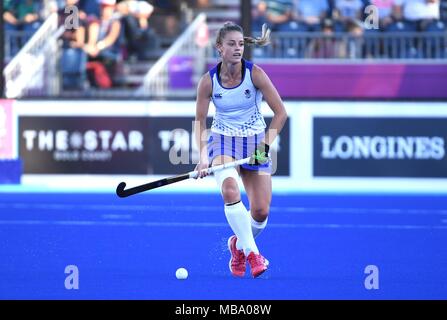 Queensland, Australia. Il 9 aprile 2018. Robyn Collins (SCO). Scozia v Ghana. Womens hockey. XXI Giochi del Commonwealth.Gold Coast hockey center. Costa d'Oro 2018. Queensland. Australia. 09/04/2018. Credito: Sport In immagini/Alamy Live News Foto Stock