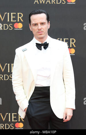 Londra REGNO UNITO. 8 Aprile, 2018. Andrew Scott, Olivier Awards, la Royal Albert Hall di Londra, UK, 08 aprile 2018, Foto di Richard Goldschmidt Credito: ricca di oro/Alamy Live News Foto Stock