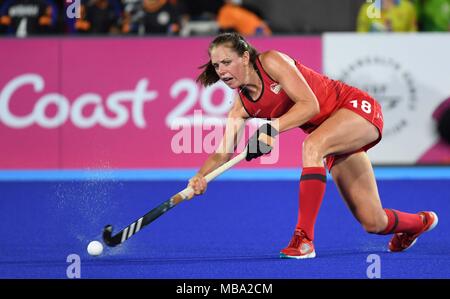 Queensland, Australia. Il 9 aprile 2018. Giselle Ansley (ITA). Inghilterra v della Malaysia. Womens hockey. XXI Giochi del Commonwealth.Gold Coast hockey center. Costa d'Oro 2018. Queensland. Australia. 09/04/2018. Credito: Sport In immagini/Alamy Live News Foto Stock