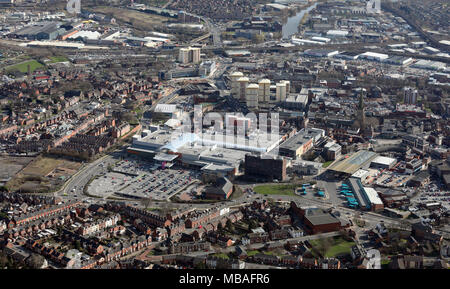 Vista aerea di Wakefield city centre, West Yorkshire, Regno Unito Foto Stock