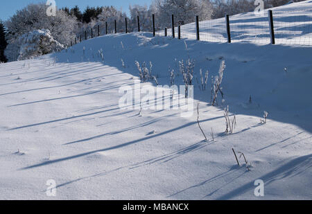 Inverno sopra Ponte Romanno nei confini scozzesi Foto Stock