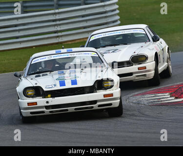 Snetterton Motor Racing, circuito di Snetterton, Norfolk, Inghilterra, sabato 7 aprile 2018. Gary Davison, Jaguar XJS, nel classico Sportivo Automobile Club, CSCC Foto Stock