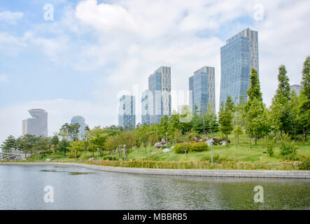 SongDo, COREA - Luglio 29, 2014: Songdo Central Park in Songdo International Business District di Corea Foto Stock