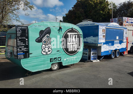 Pop-up food court al contenitore Mall, a Christchurch, Nuova Zelanda Foto Stock