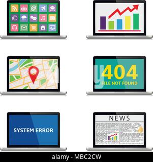 Varie icone laptop isolato su bianco. Eps vettoriali10 Illustrazione Vettoriale