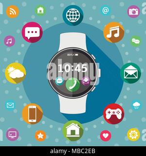 Smart guarda con icone design piatto concetto vettoriale Illustrazione Vettoriale