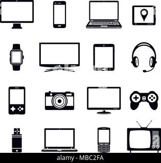 Moderni dispositivi digitali e gadget elettronici icone. Illustrazione Vettoriale. Illustrazione Vettoriale