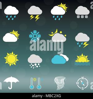 Icone meteo set. Illustrazione Vettoriale. Illustrazione Vettoriale