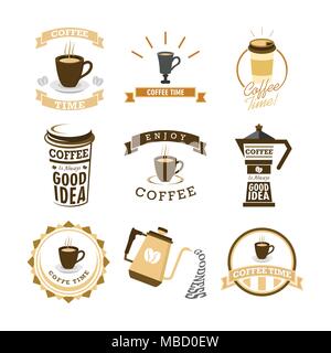 Tempo di caffè murale vari caratteri tipografici illustrazione vettoriale Graphic Design Set Illustrazione Vettoriale