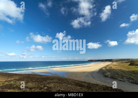 Traigh Mhor spiaggia a Tolsta nel mese di aprile su maree e una giornata di sole! Foto Stock