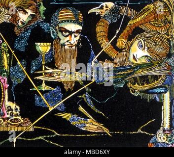 Faust circondato dai suoi fantasmi. Illustrazione di Goethe il Faust da Harry Clarke - 1925 ed Foto Stock