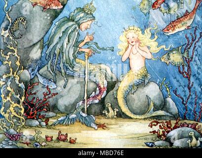 Le fiabe - La sirenetta - sentire racconti del mondo al di sopra del mare - illustrato da Doreen Baxter dal Fairy-Tale Omnibus c.1949 Foto Stock