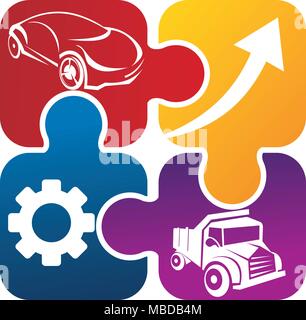 Soluzione automatica Logo Design Template Vector Illustrazione Vettoriale