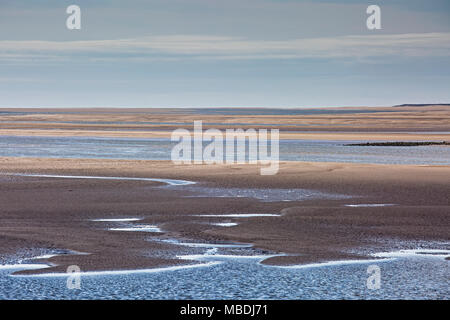 Tranquilla baia sabbiosa, Morecambe Bay, Regno Unito Foto Stock