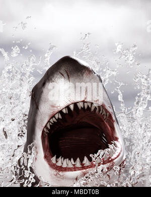 Orrore squalo attacca,3d illustrazione Foto Stock