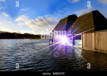 Brockholes, le zone umide e del bosco riserva naturale, casa di rare specie di uccelli, con un visitatore flottante village, Preston New Road, Preston PR5 0A Foto Stock