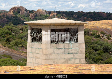 Shangani Patrol Memorial al mondo in vista di Matobo National Park, Zimbabwe. Il 34-stati patrol distrugg da guerrieri Matabele. Foto Stock