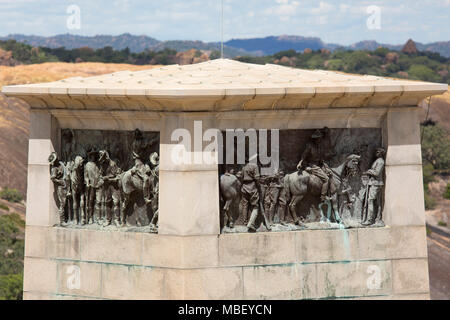 Shangani Patrol Memorial al mondo in vista di Matobo National Park, Zimbabwe. Il 34-stati patrol distrugg da guerrieri Matabele. Foto Stock