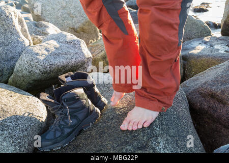 Uttakleivin rannalla Lofooteilla Norjassa. Foto Stock