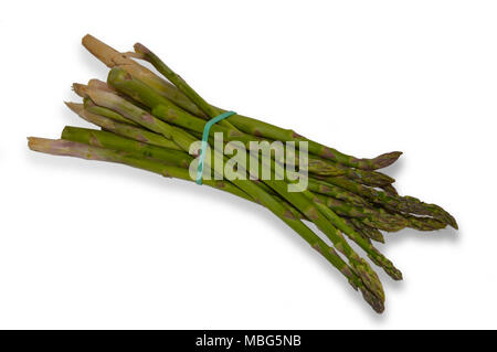 Set di freschi Asparagi verdi isolati su sfondo bianco Foto Stock