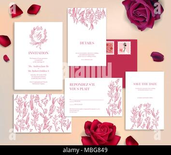 Nozze carte di cancelleria Illustrazione Vettoriale