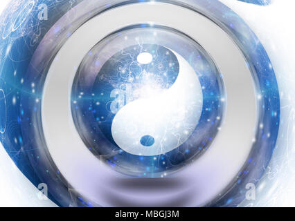 Yin Yang simbolo in vortex. Foto Stock