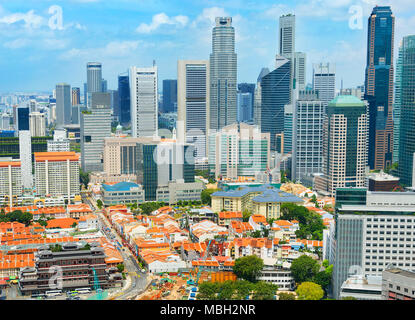Skyline di Chinatown e Downotwn di Singapore in ore diurne Foto Stock