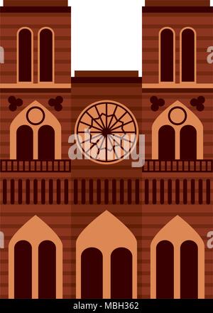 Cattedrale di Notre dame distintiva architettura chiesa a Parigi Illustrazione Vettoriale
