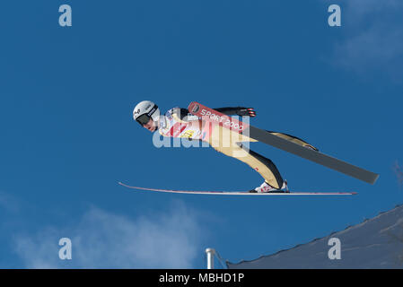 PLANICA, Slovenia - 24 Marzo 2018 : FIS Coppa del Mondo di Salto con gli sci - finale di AIGNER Clemens AUT Foto Stock