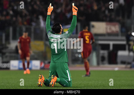 Roma, Italia. Decimo Apr, 2018. Champions League Roma vs Barcellona - Roma 10-Apr-2018 nella foto Alisson BECKER Fotografo Foto01 Credit: Indipendente Agenzia fotografica/Alamy Live News Foto Stock