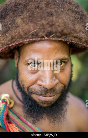 Ritratto di un Huli avviare, Tari Valley, Papua Nuova Guinea Foto Stock