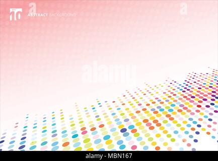 Abstract colorati texture halftone punti prospettiva di pattern su pink polka dot sfondo. illustrazione vettoriale Illustrazione Vettoriale