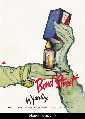 Anni Cinquanta vintage originale pubblicità pubblicità Yardley Bond Street profumo in rivista inglese circa 1958 Foto Stock