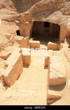 Montagna di morti in Siwa, Oasi di Siwa, Egitto Foto Stock