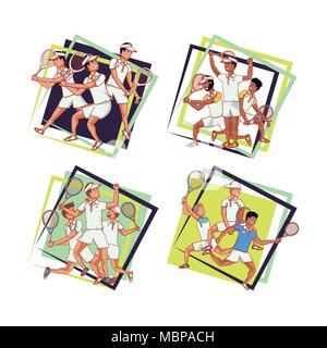 Gli uomini i giocatori di tennis vettore di caratteri illustration design Illustrazione Vettoriale