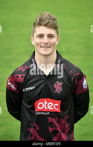 Il Capitano Somerset Tom Abell nella divisa One Day Cup durante il giorno dei media al County Ground, Taunton. PREMERE ASSOCIAZIONE foto. Data immagine: Mercoledì 11 aprile 2018. Guarda la storia della PA CRICKET Somerset. Il credito fotografico dovrebbe essere: Ben Birchall/PA Wire. Foto Stock