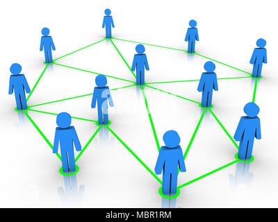 3d figure umane connesse con linee sono come una rete sociale Foto Stock