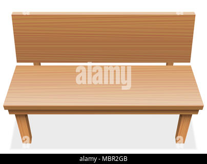 Panca in legno con sedile libero - vuoto mobile - illustrazione su sfondo bianco. Foto Stock